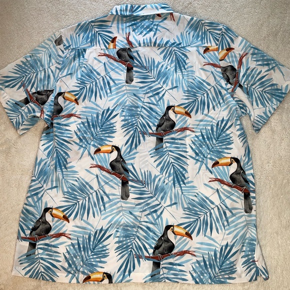 Havana Jim Tropical Blue Toucan Print Men's Button Down Shirt - Picture 4 of 5